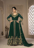 Festive Green Sequin Zari Embroidered Georgette Anarkali Set Online Shopping