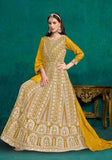 Festive Yellow Embroidered Faux Georgette Anarkali Kurta Set Online Shopping