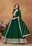 Festive Green Embroidered Pure Art Silk Anarkali Kurta Set Online Shopping