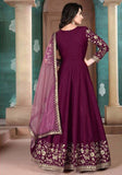 Festive Purple Embroidered Silk Kurta Set Online Shopping