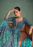 Festive Sky Blue Zari Sequin Embroidered Georgette Anarkali Kurta Set Online Shopping