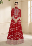 Festive Red Embroidered Faux Georgette Anarkali Kurta Set Online Shopping