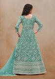 Festive Sea Green Embroidered Net Anarkali Kurta Set Online Shopping