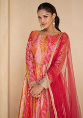 Festive Multicolor And Pink Printed Georgette Anarkali Set Online Shopping