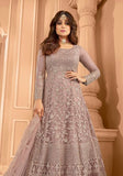 Festive Light Mauve Embroidered Net Anarkali Kurta Set Online Shopping