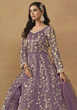 Festive Purple Sequin Embroidered Butterfly Net Anarkali Set Online Shopping