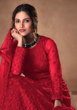 Festive Red Dori Embroidered Net Anarkali Set Online Shopping