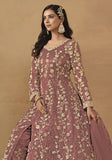 Festive Blush Pink Sequin Embroidered Butterfly Net Anarkali Set Online Shopping