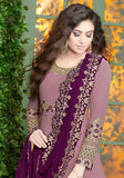 Festive Lavender Zari Embroidered Georgette Kurta Set Online Shopping