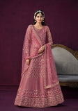 Festive Pink Embroidered Net Anarkali Kurta Set Online Shopping