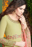 Festive Green Zari Embroidered Georgette Kurta Set Online Shopping