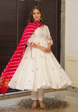 Festive Rani Pink Embroidered Organza Anarkali Set Online Shopping