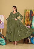 Festive Green Embroidered Georgette Kurta Set Online Shopping