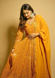 Festive Yellow Thread Sequin Embroidered Faux Georgette Anarkali Set Online Shopping