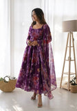 Festive Purple Printed Georgette Anarkali Set Online Shopping