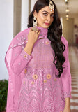 Festive Pink Embroidered Net Kurta Set Online Shopping