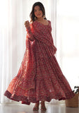 Festive Maroon Printed Faux Georgette Anarkali Set Online Shopping