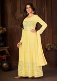 Festive Yellow Sequin Thread Embroidered Georgette Anarkali Set Online Shopping