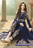 Festive Blue Zari Embroidered Georgette Kurta Set Online Shopping