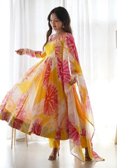 Festive Multicolor Digital Print Organza Anarkali Set Online Shopping