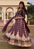 Festive Purple Foil Work Satin Anarkali Set Online Shopping