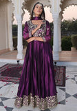 Festive Purple Ribbon Work Embroidered Rangoli Silk Anarkali Set Online Shopping