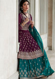 Festive Purple Sequin Thread Embroidered Georgette Anarkali Set Online Shopping