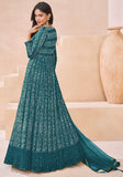 Festive Turquoise Embroidered Georgette Anarkali Set Online Shopping