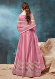 Festive Pink Embroidered Net Anarkali Kurta Set Online Shopping