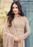 Festive Beige Zari Embroidered Georgette Kurta Set Online Shopping