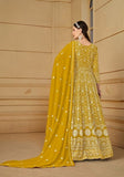 Festive Yellow Embroidered Faux Georgette Anarkali Kurta Set Online Shopping