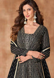 Festive Black Thread Sequin Embroidered Georgette Anarkali Set Online Shopping