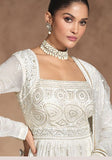 Festive Off White Embroidered Georgette Kurta Set Online Shopping