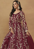 Festive Maroon Sequin Embroidered Butterfly Net Anarkali Set Online Shopping