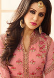 Festive Pink Embroidered Georgette Anarkali Set Online Shopping