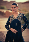 Festive Navy Blue Sequin Embroidered Chinon Anarkali Set Online Shopping