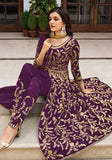 Festive Violet Embroidered Net Anarkali Set Online Shopping