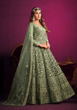 Festive Green Embroidered Net Anarkali Kurta Set Online Shopping