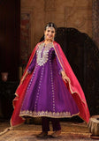 Festive Purple Embellished Dupion Silk Anarkali Set Online Shopping