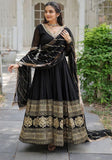 Festive Black Embroidered Cotton Anarkali Set Online Shopping