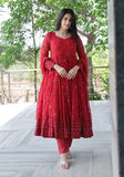 Festive Maroon Thread Sequin Embroidered Georgette Anarkali Set Online Shopping