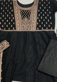 Festive Black Sequin Embroidered Silk Anarkali Set Online Shopping