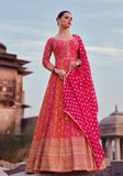 Festive Rani Pink Thread Sequin Embroidered Georgette Anarkali Set Online Shopping