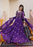 Festive Purple Bead Embroidered Rangoli Silk Anarkali Set Online Shopping