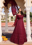 Festive Purple Sequin Embroidered Georgette Anarkali Set Online Shopping