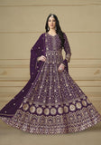 Festive Purple Embroidered Georgette Kurta Set Online Shopping