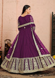 Festive Purple Embroidered Net Anarkali Kurta Set Online Shopping