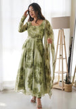 Festive Green Printed Georgette Anarkali Set Online Shopping