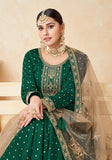 Festive Green Embroidered Silk Anarkali Kurta Set Online Shopping