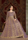 Festive Purple Embroidered Net Anarkali Kurta Set Online Shopping